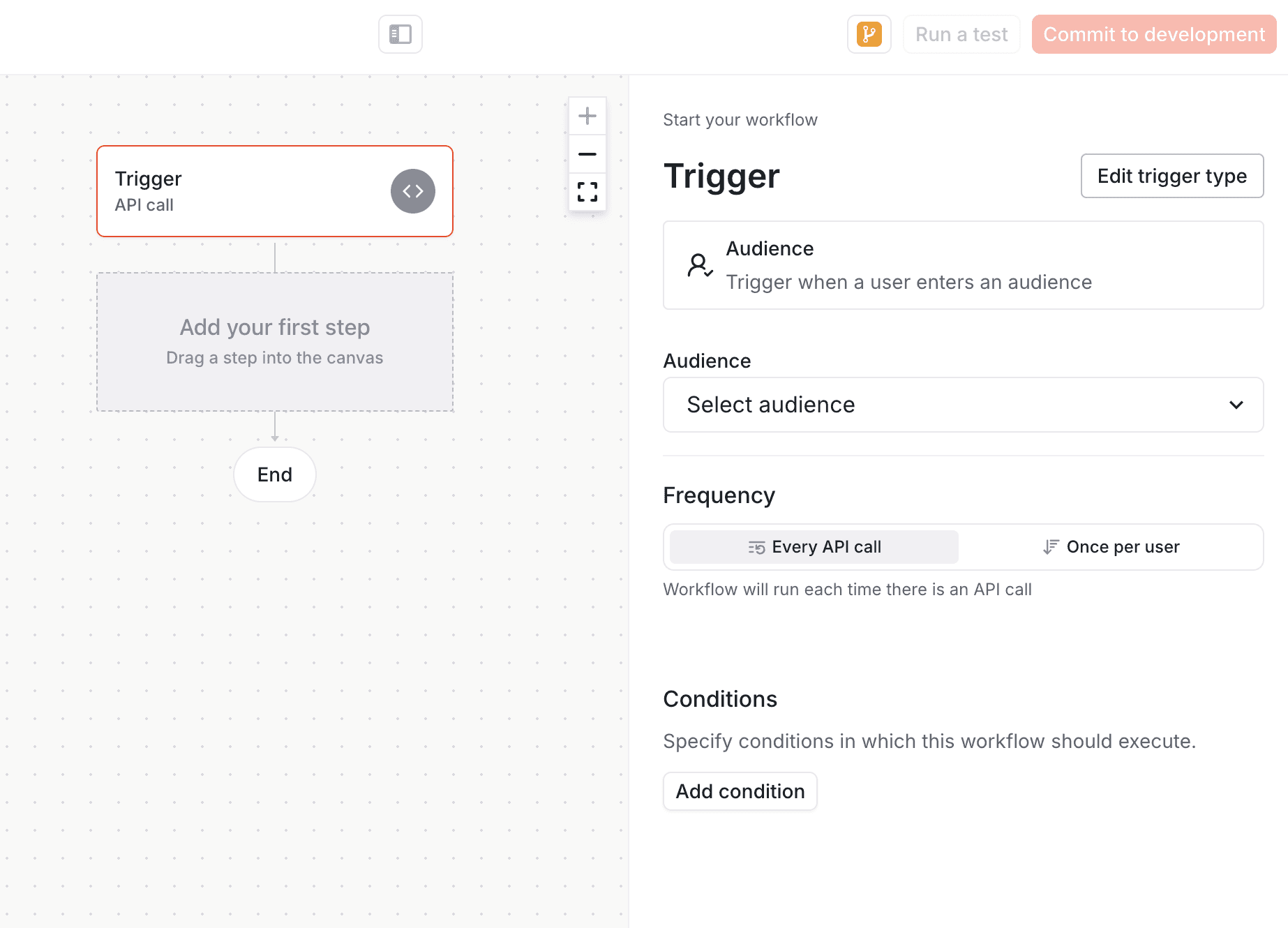 Audience trigger type config in the workflow editor